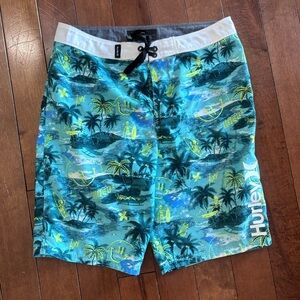 Hurley Oceanic Print Swim Trunks